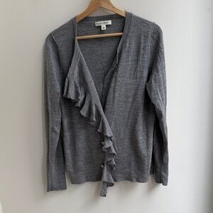 Banana Republic Gray Ruffle Cardigan